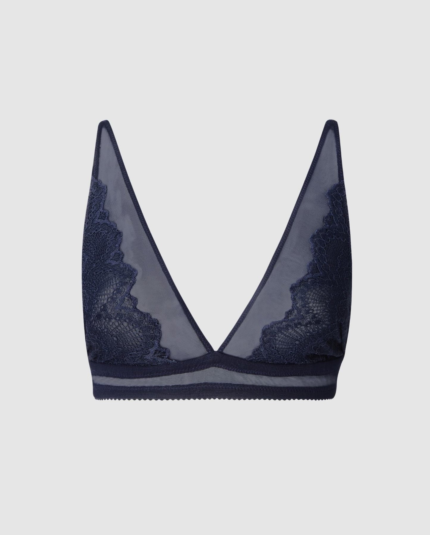 Lace Mesh Plunge Bralette Navy
