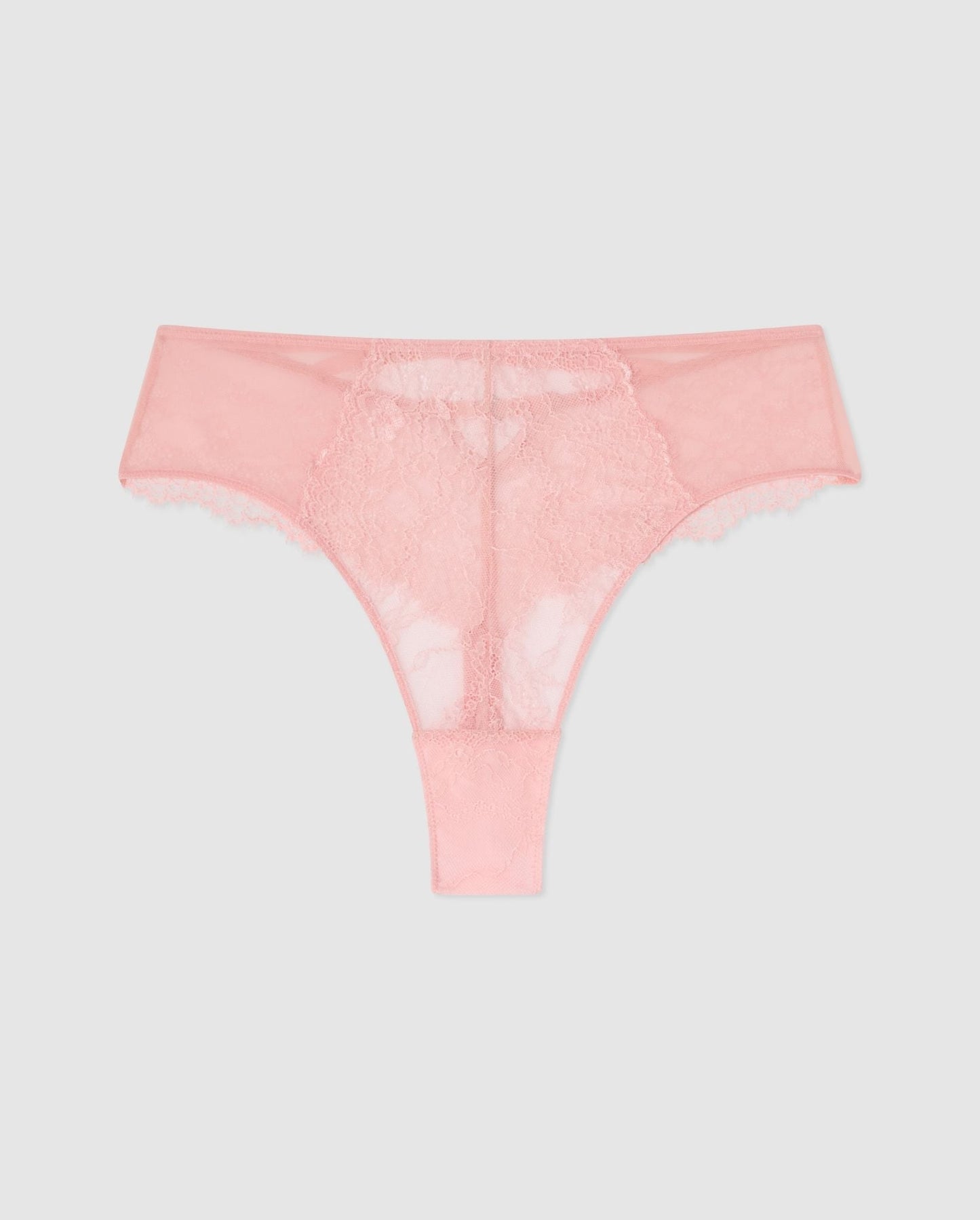 Lace Mesh Strappy Highwaist Thong Powder Pink