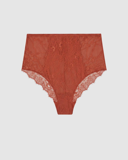 Lace Highwaist Briefs Rust