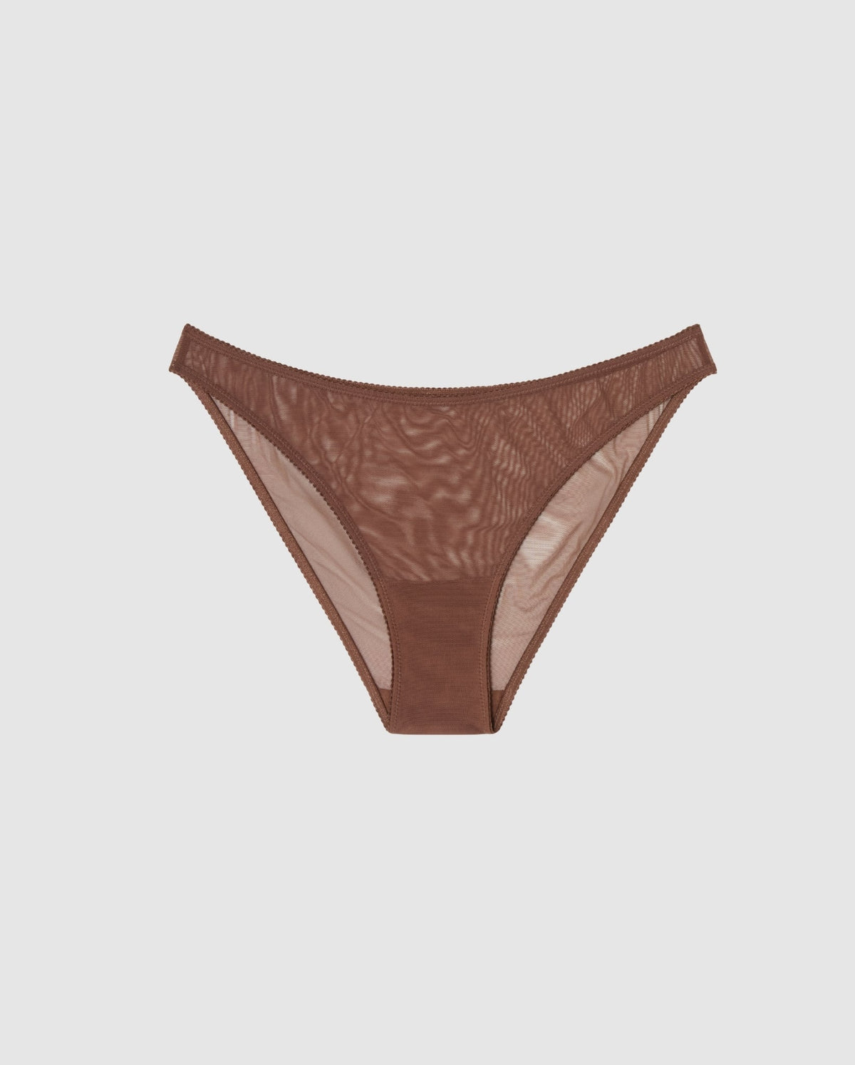 An Mesh Bikini brief with a mocha design. 