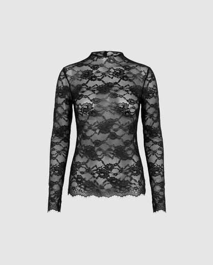 Lace Longsleeve Top Black
