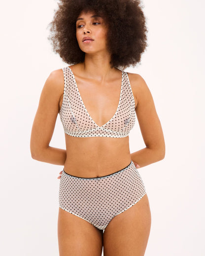 Mesh Plunge Bralette Cream/Black