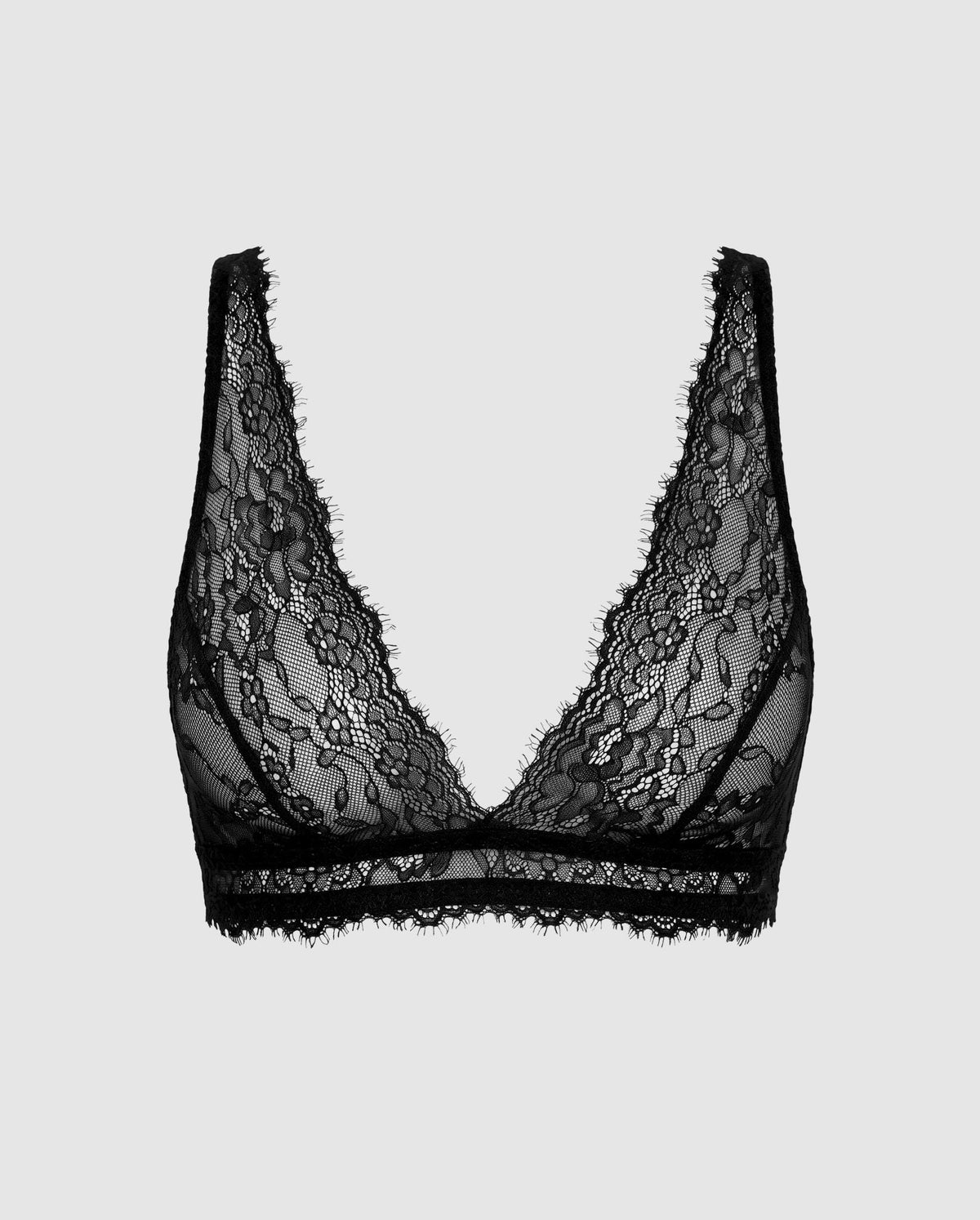 Lace Plunge Bralette Black