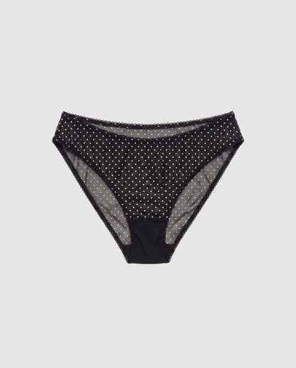 Mesh Dipped Midi Briefs Black/White