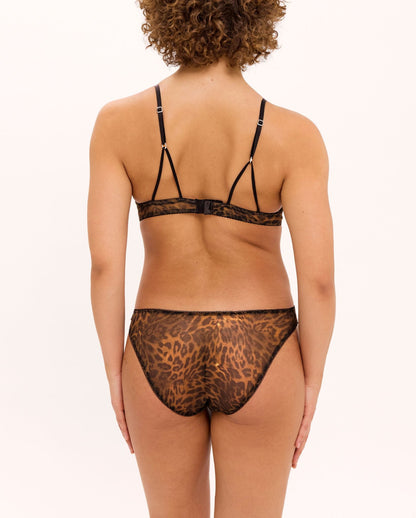 Mesh Bikini Briefs Dark Leopard
