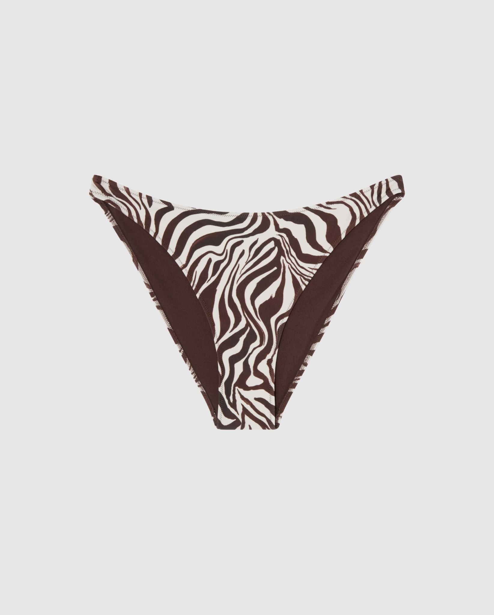 An bikini bottom in a zebra print.