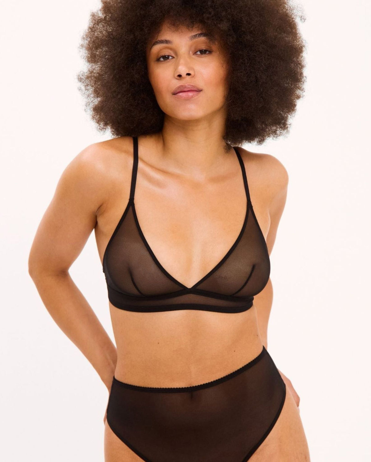 Mesh Triangle Bralette Black