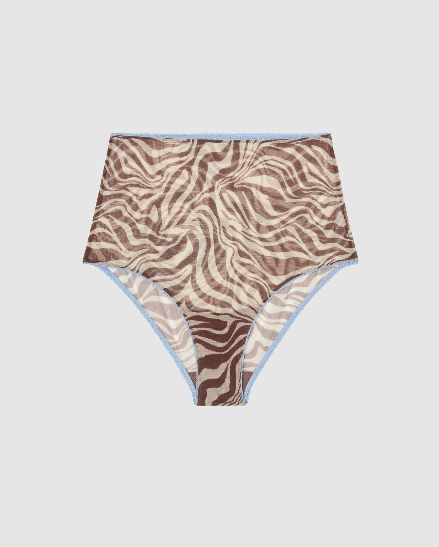 An mesh highwaist brief in a zebra print.