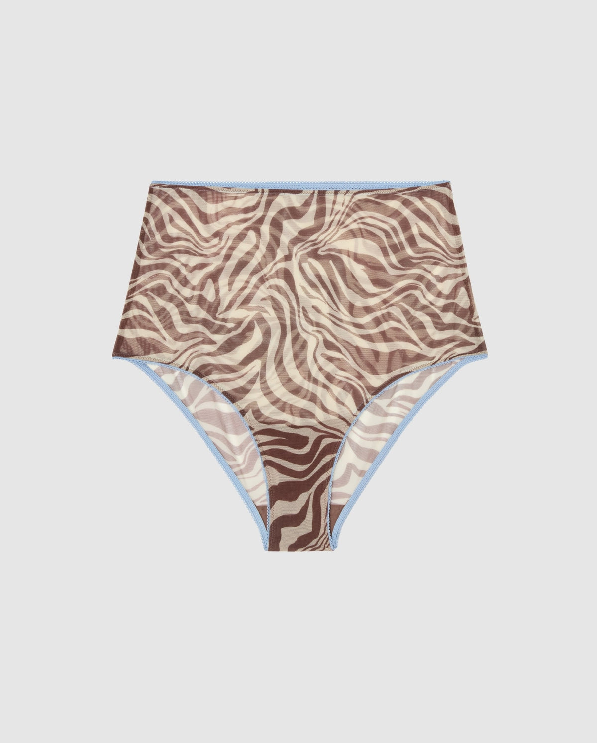 An mesh highwaist brief in a zebra print.