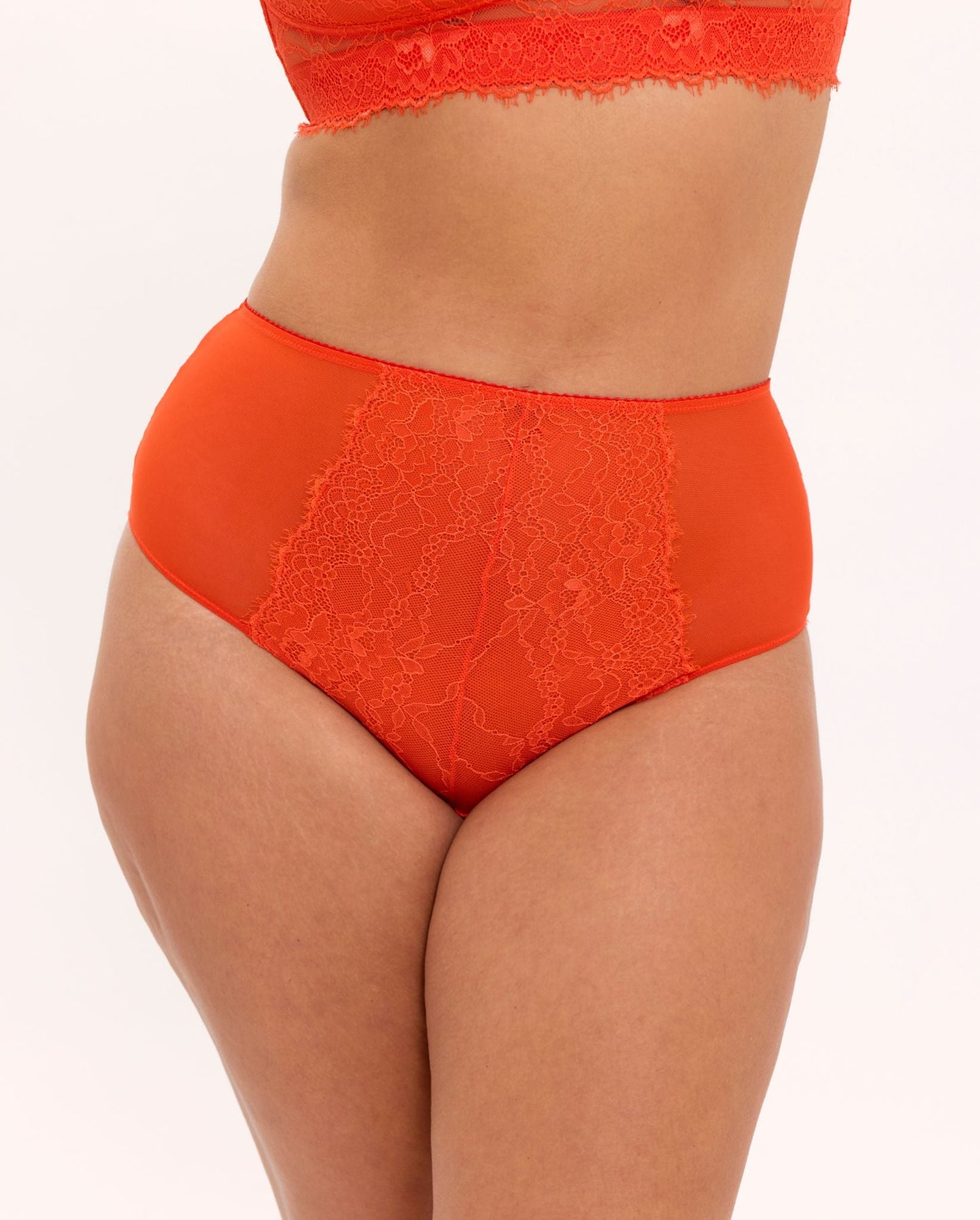 Lace Highwaist Briefs Fiery Red