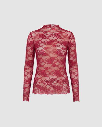 Lace Longsleeve Top Rumba Red