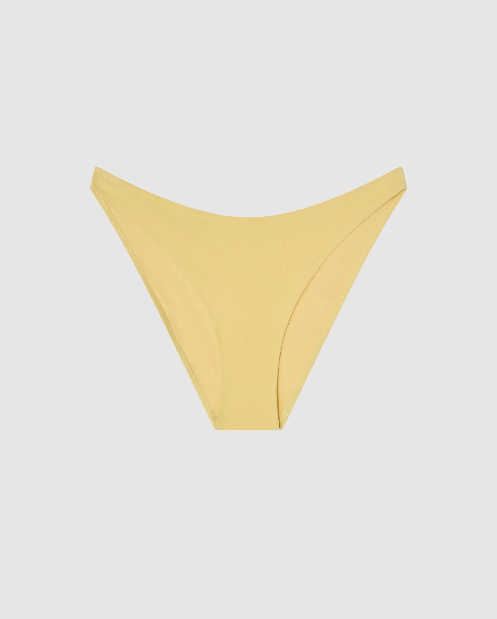 An bikini bottom in buttery yellow.