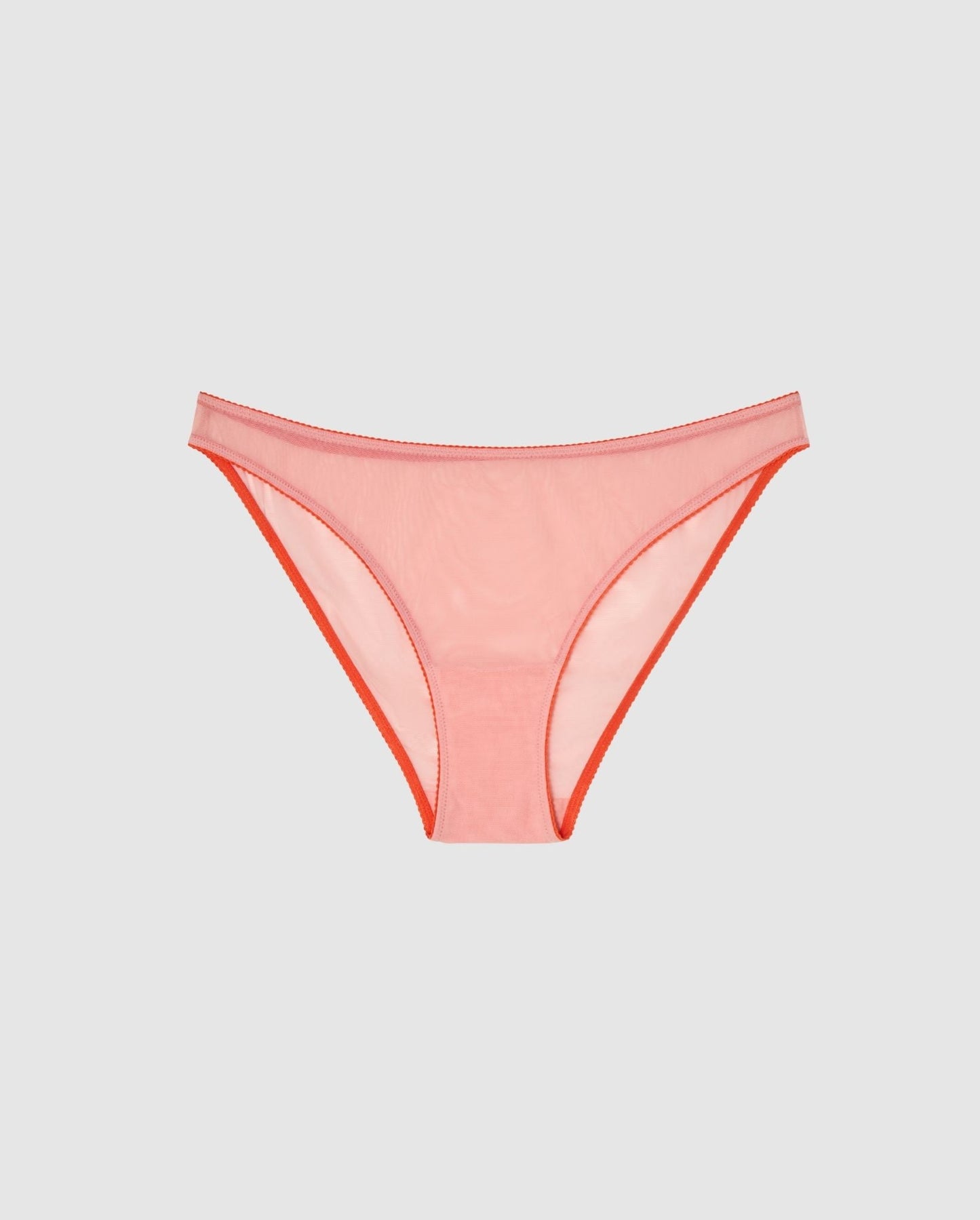 An Mesh Bikini brief with a rose pink design. 