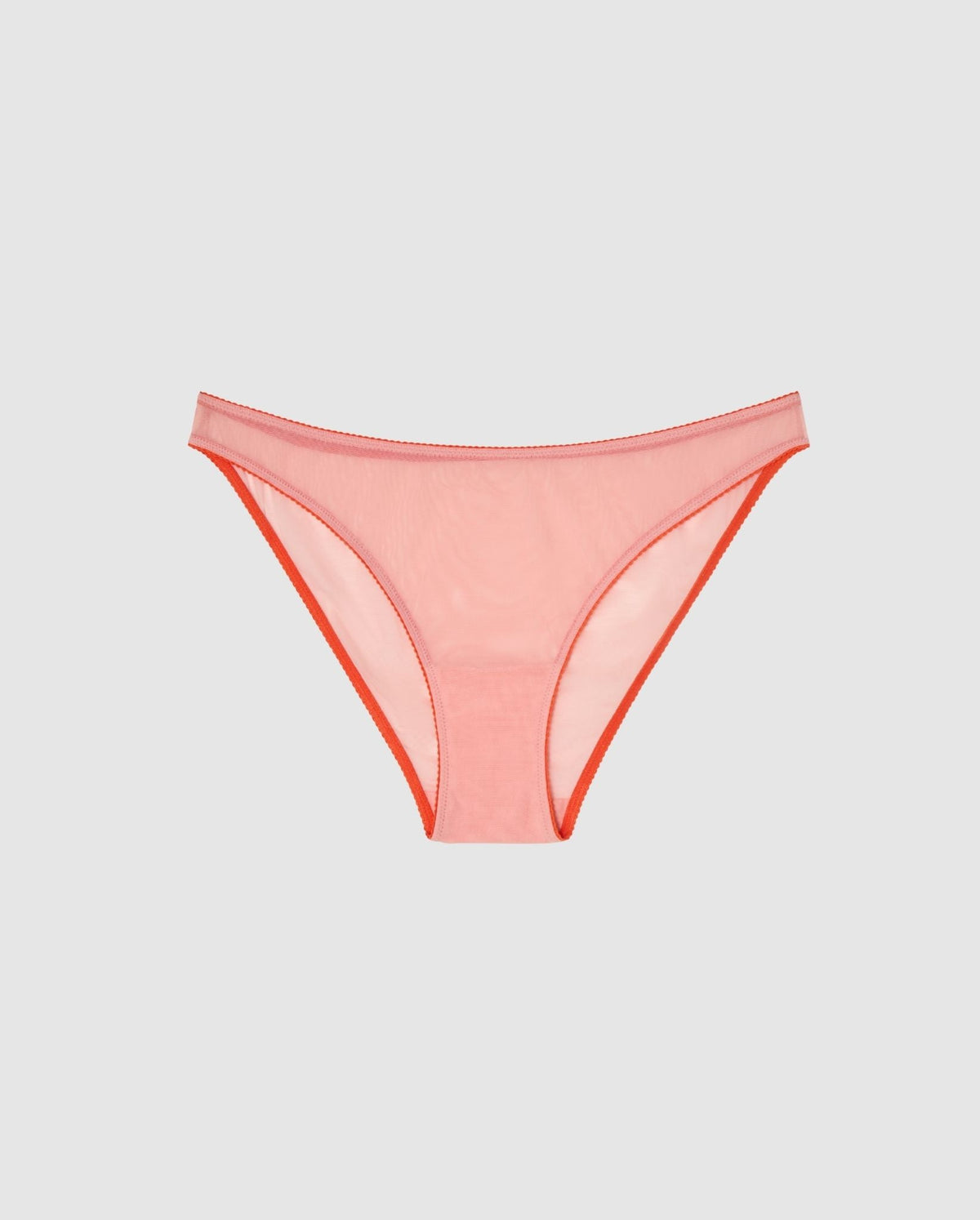 An Mesh Bikini brief with a rose pink design. 