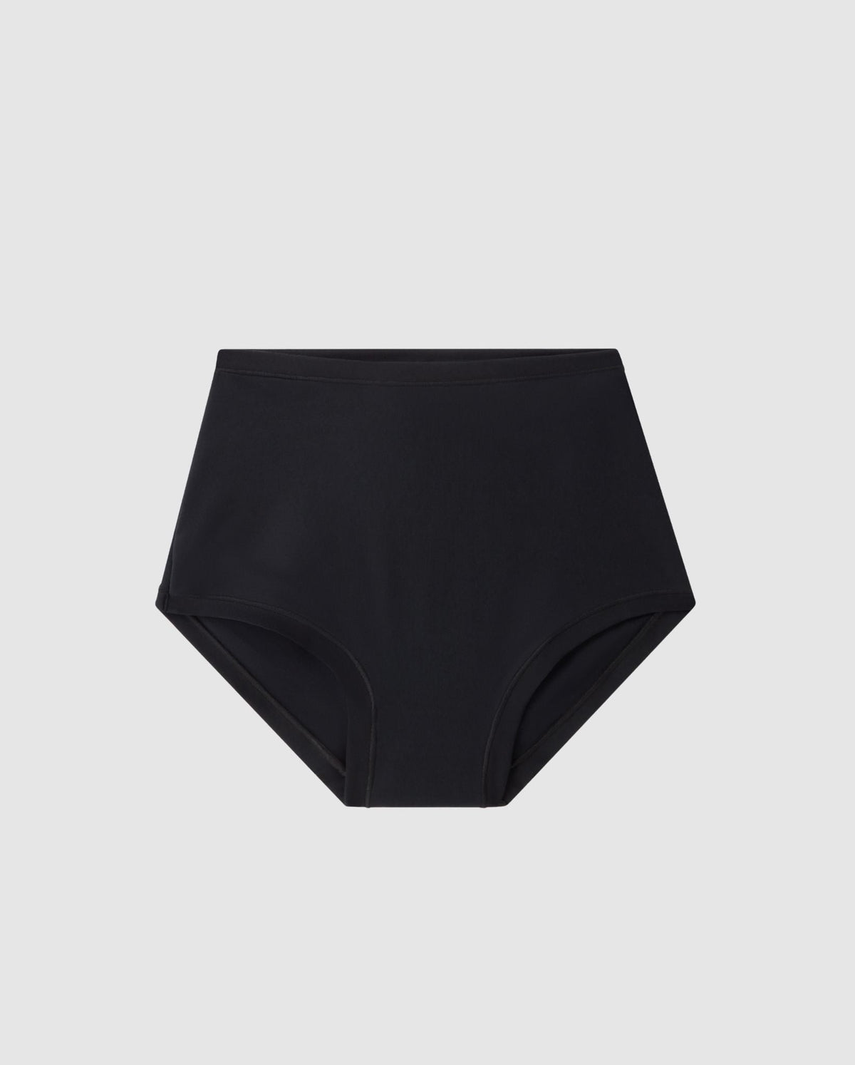 An High-waist Bikini brief with a black design. 