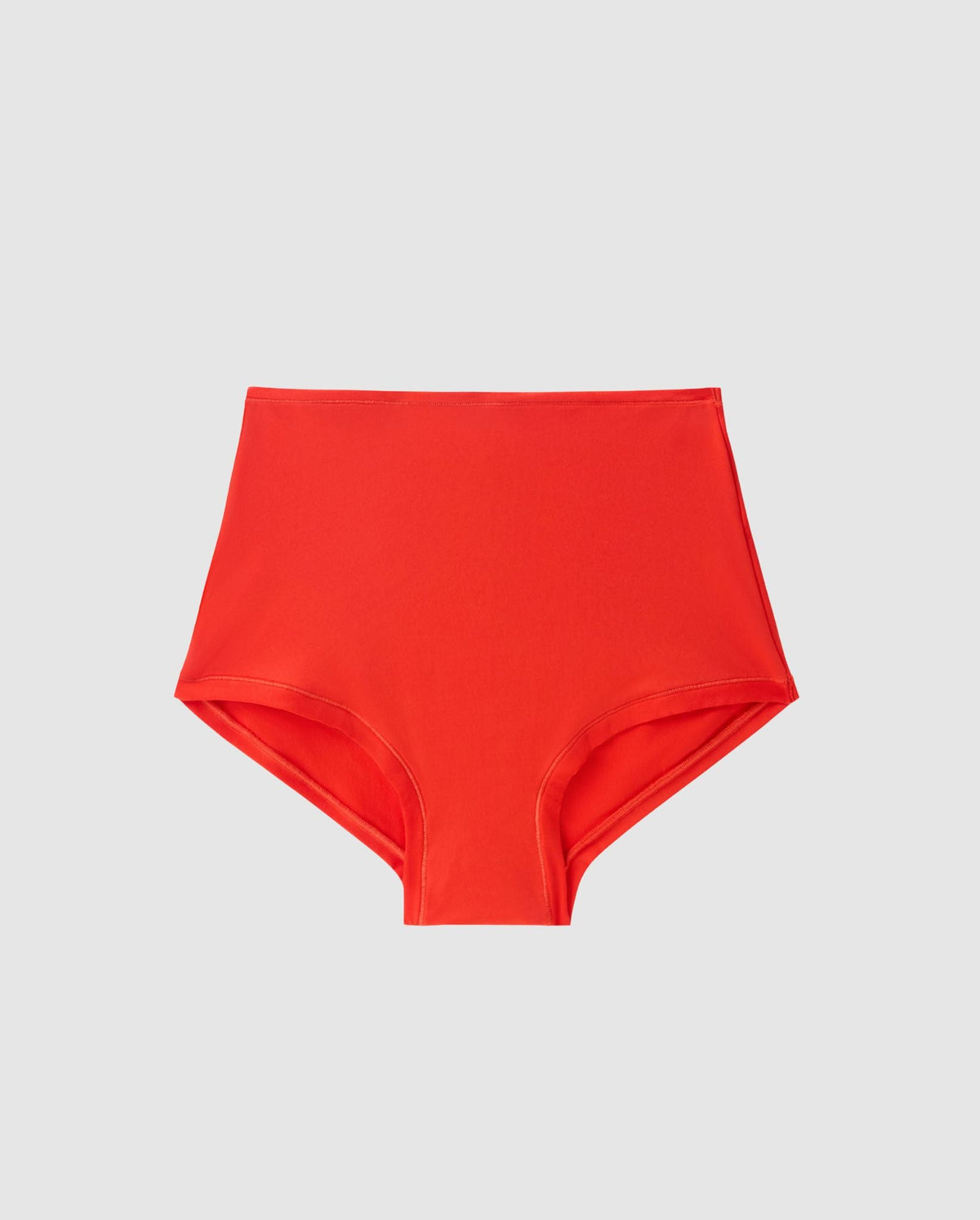An soft High-waist Bikini brief with a red design. 