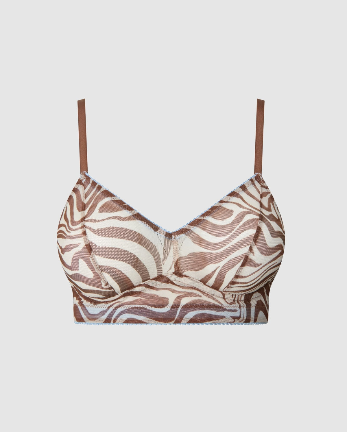 An Mesh balconette with a Zebra print.