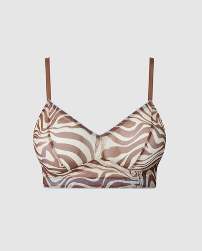 An Mesh balconette with a Zebra print.
