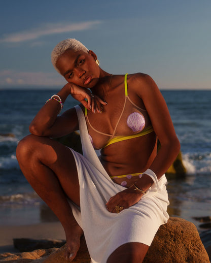 Mesh Triangle Bralette Warm Nude/Lilac