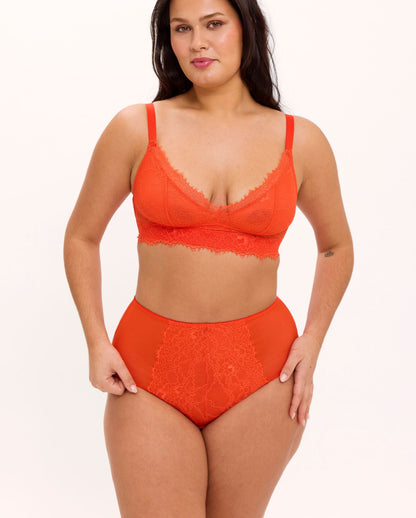 Lace Highwaist Briefs Fiery Red