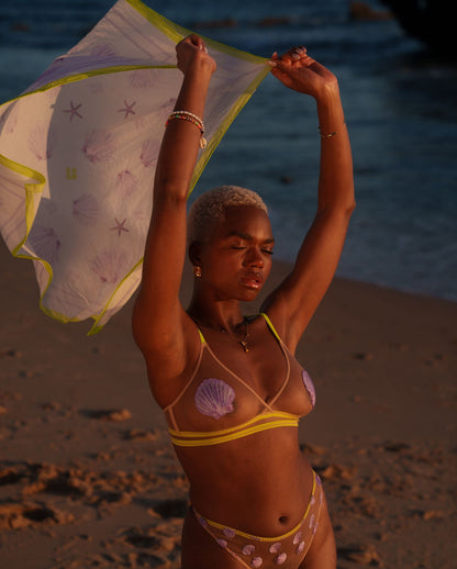 Mesh Triangle Bralette Warm Nude/Lilac