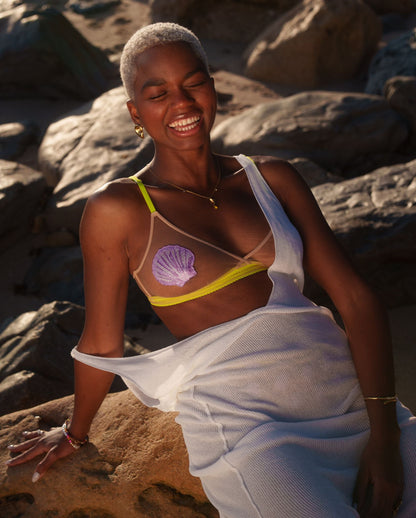 Mesh Triangle Bralette Warm Nude/Lilac