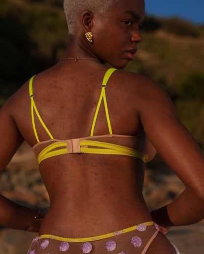 Mesh Triangle Bralette Warm Nude/Lilac