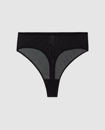 An Mesh highwaist high cut design in a black color. 