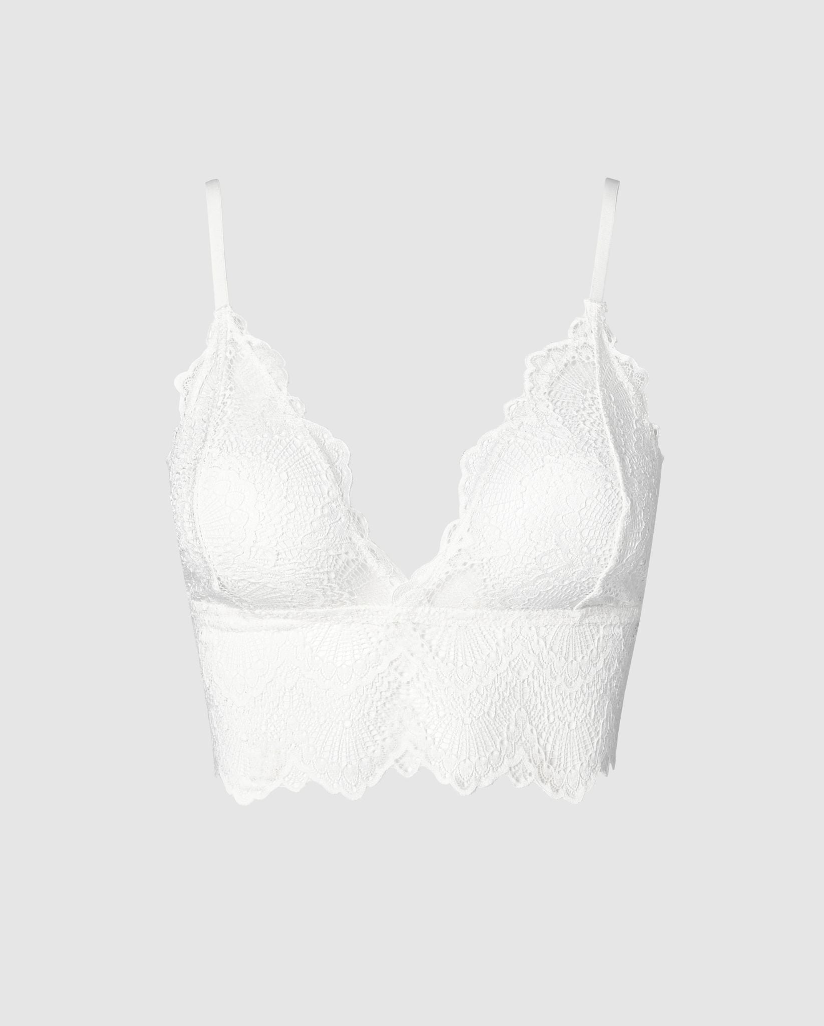 An lace bralette top in off white.