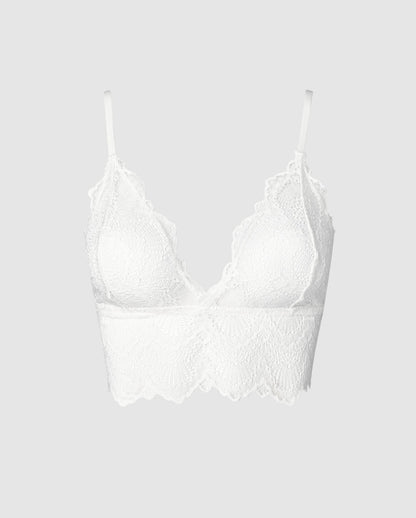 An lace bralette top in off white.