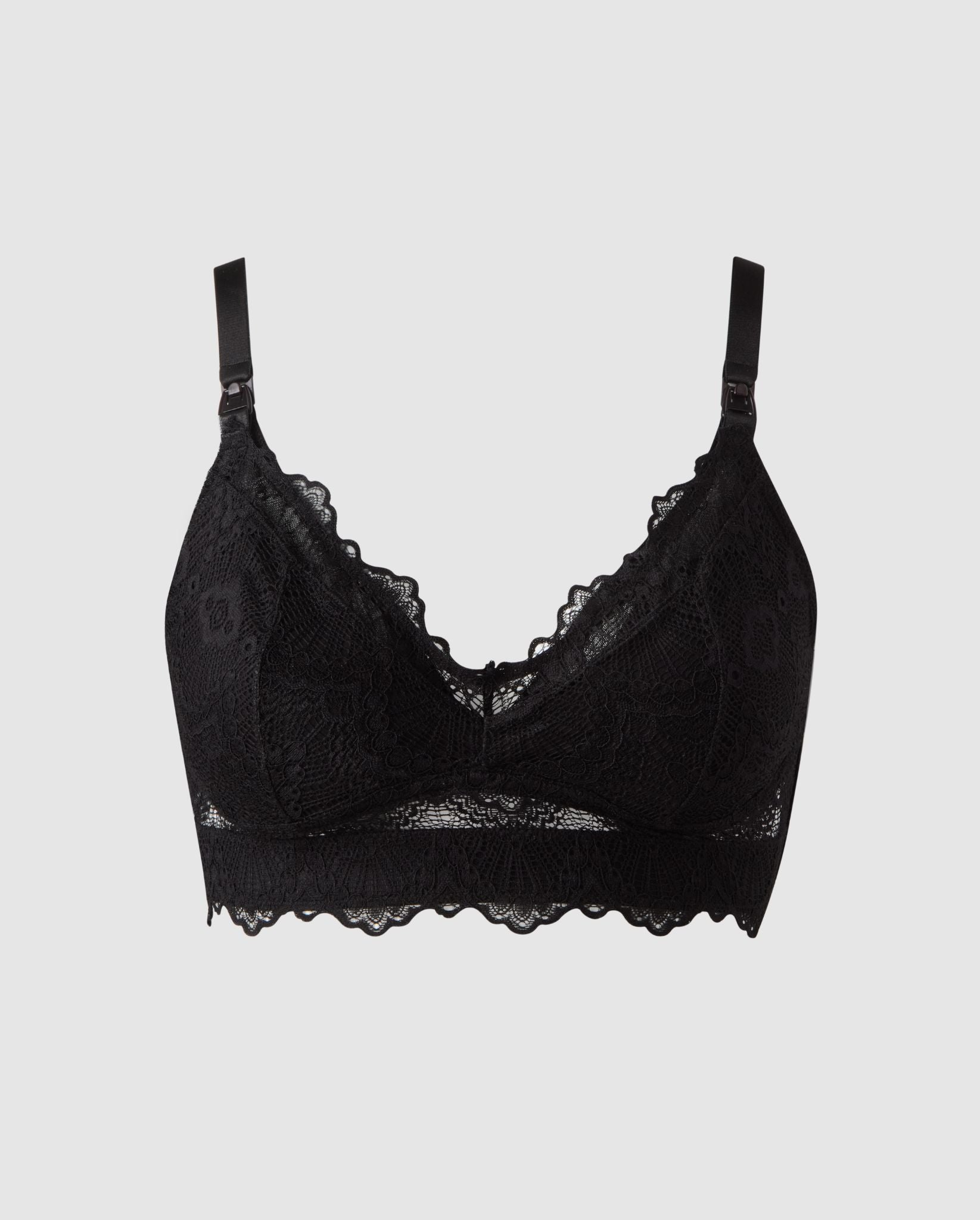 An lace nursing bralette in black.