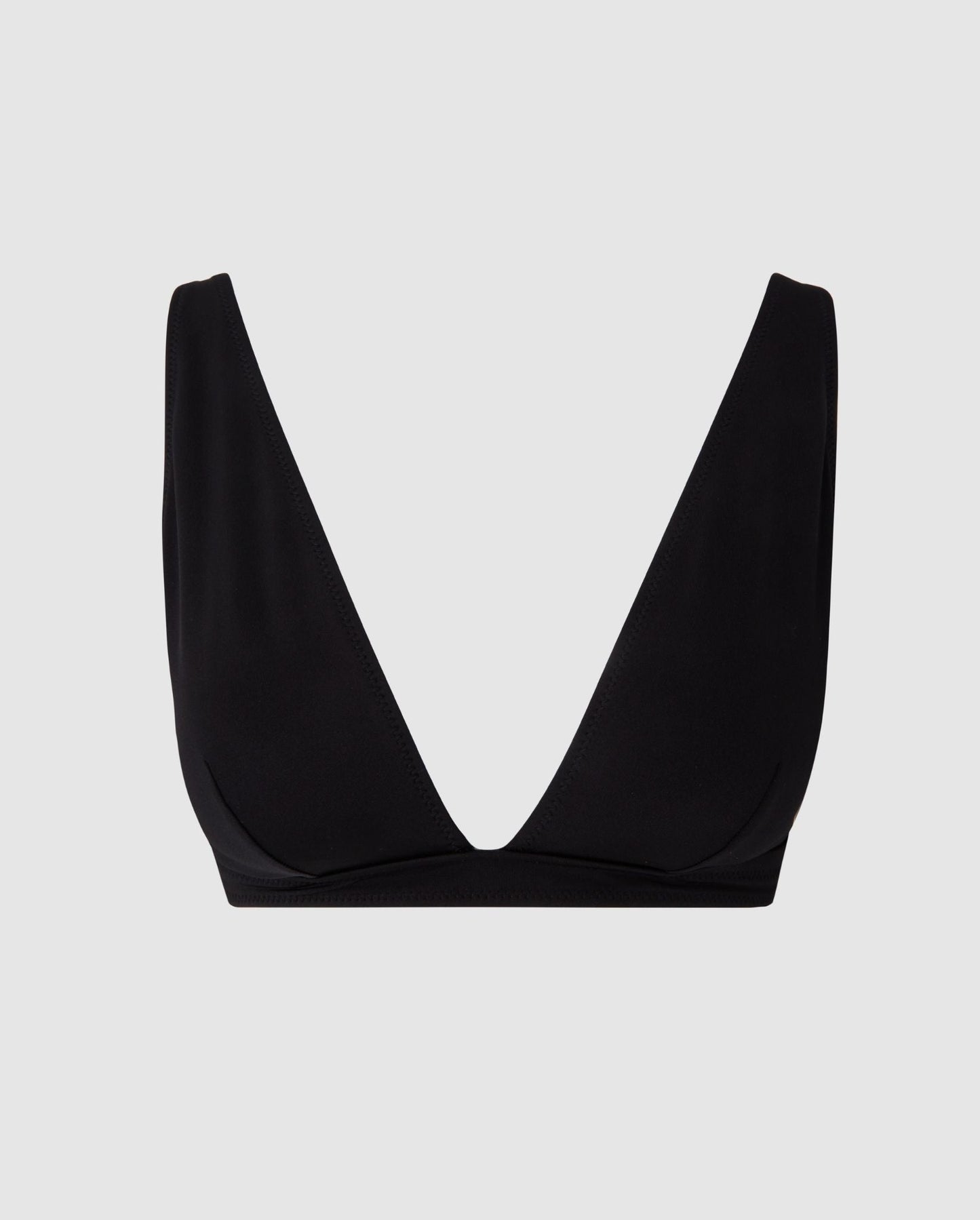 An plunge bikini top in black. 