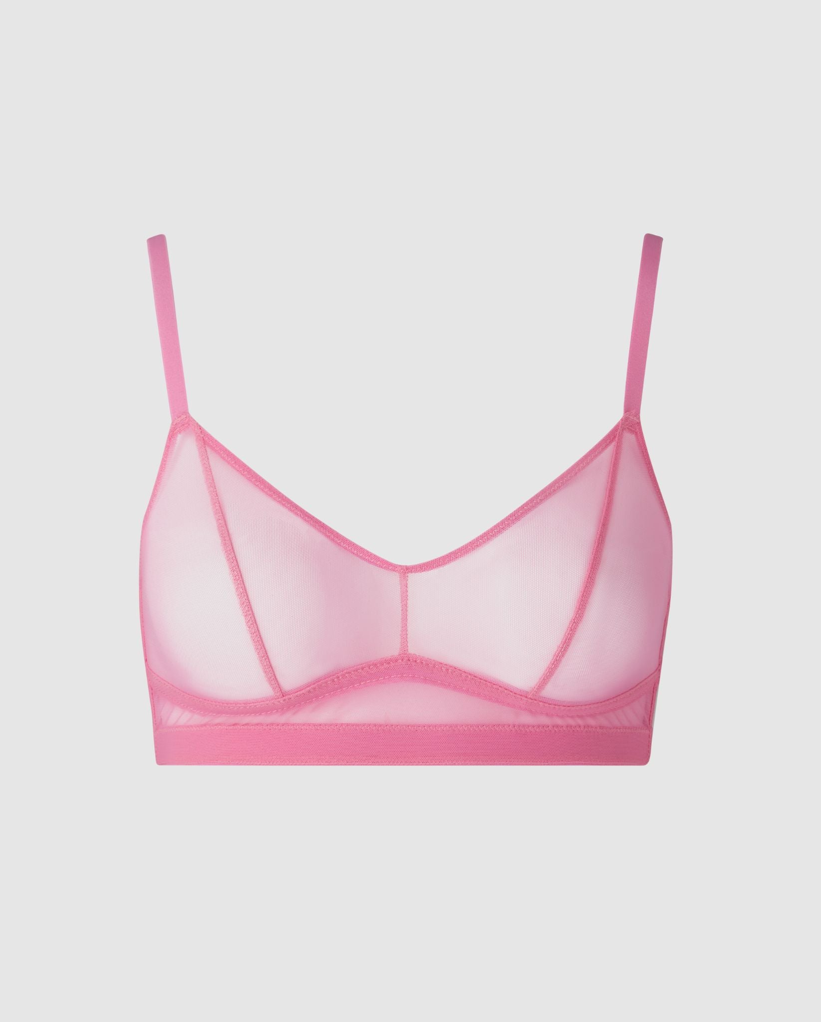 An wire-free mesh balconette in a candy pink design. 