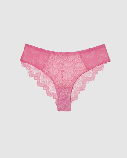 An mesh flattering panty in candy pink.