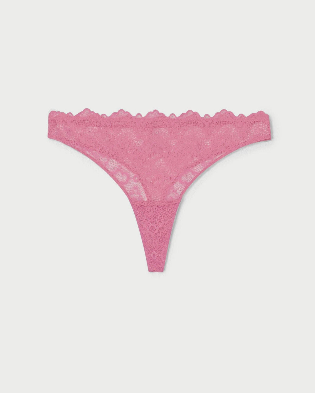 An lace mid rise high cut panty in pink.
