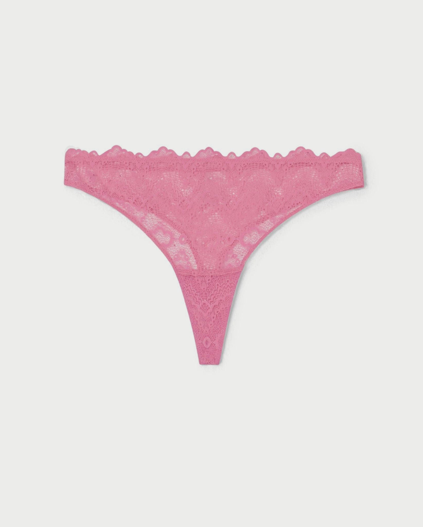 An lace mid rise high cut panty in pink.