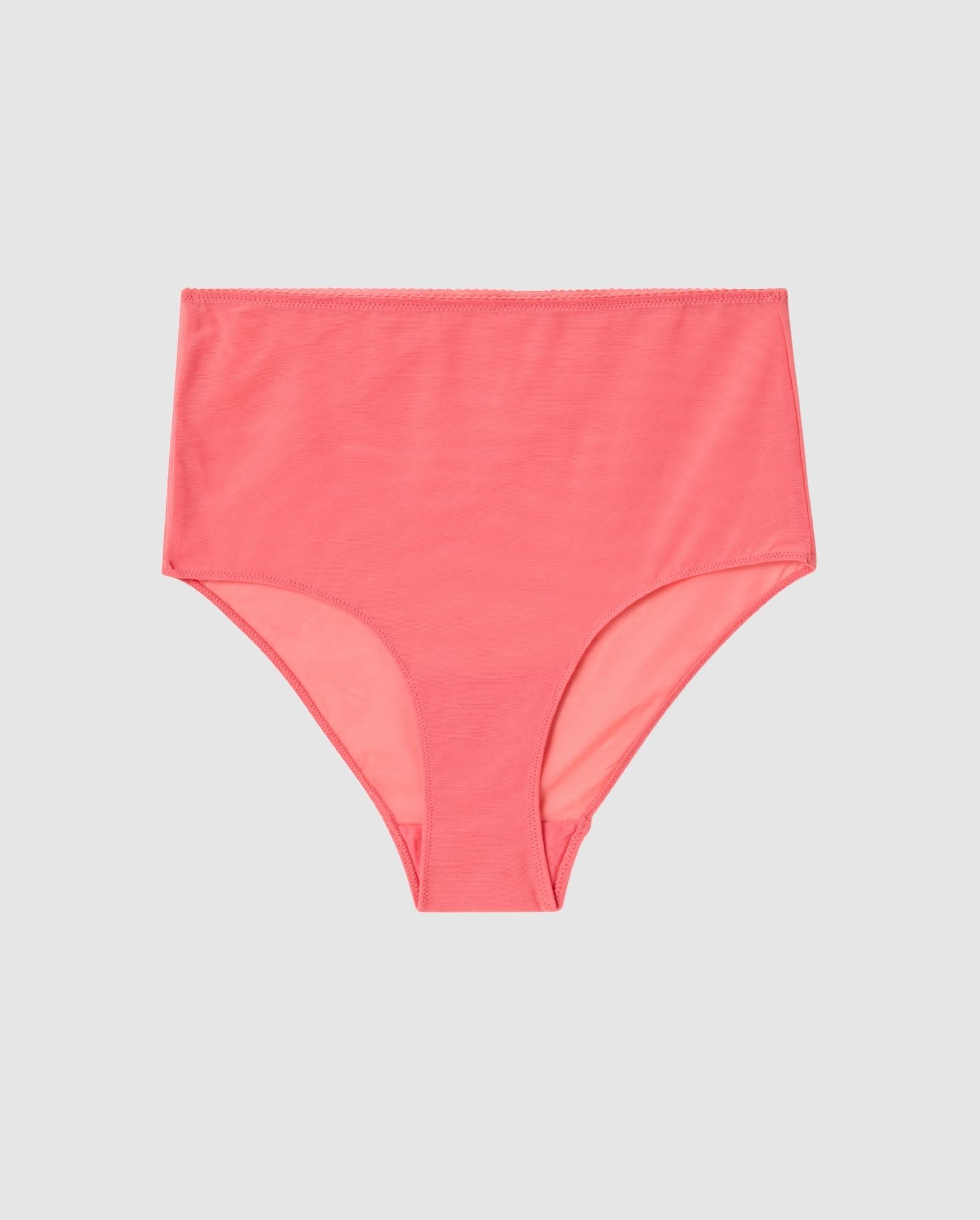An mesh highwaist brief in coral.