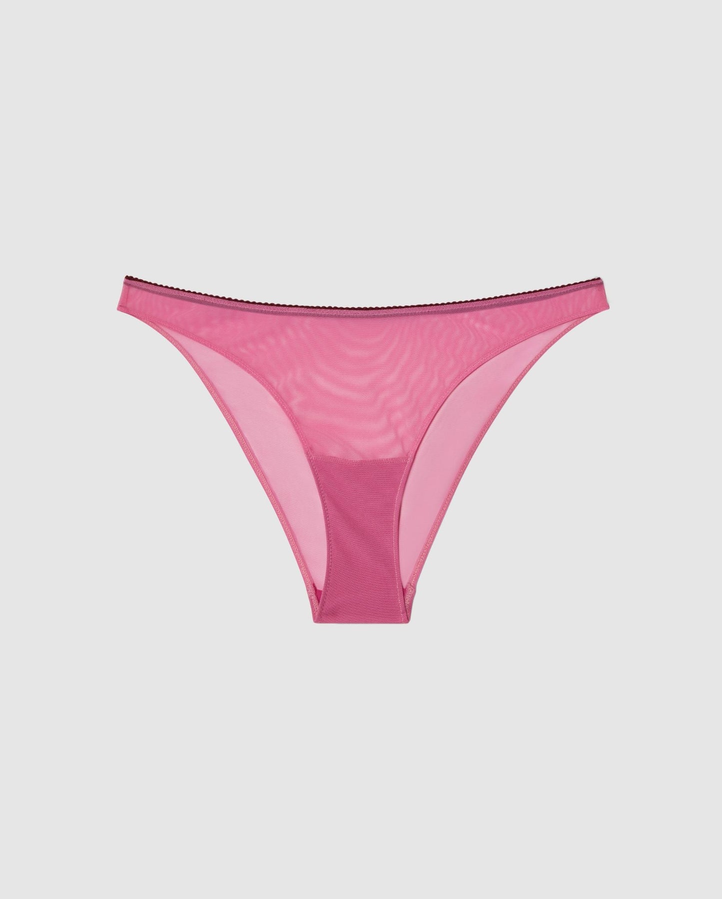 An Mesh Bikini brief with a candy pink design. 