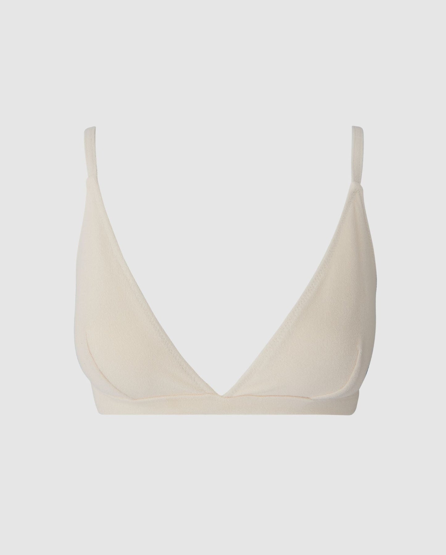 An triangle bikini top in cream white.