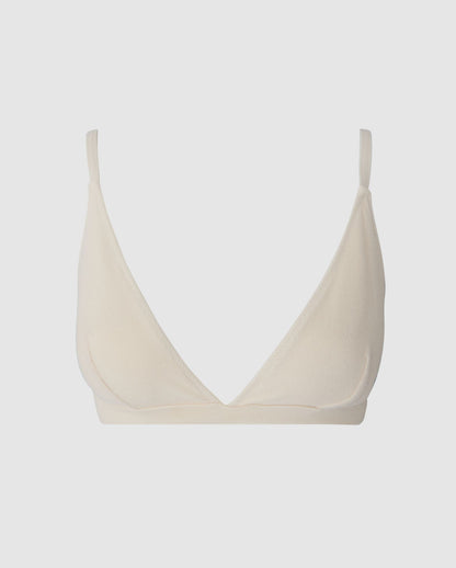 An triangle bikini top in cream white.