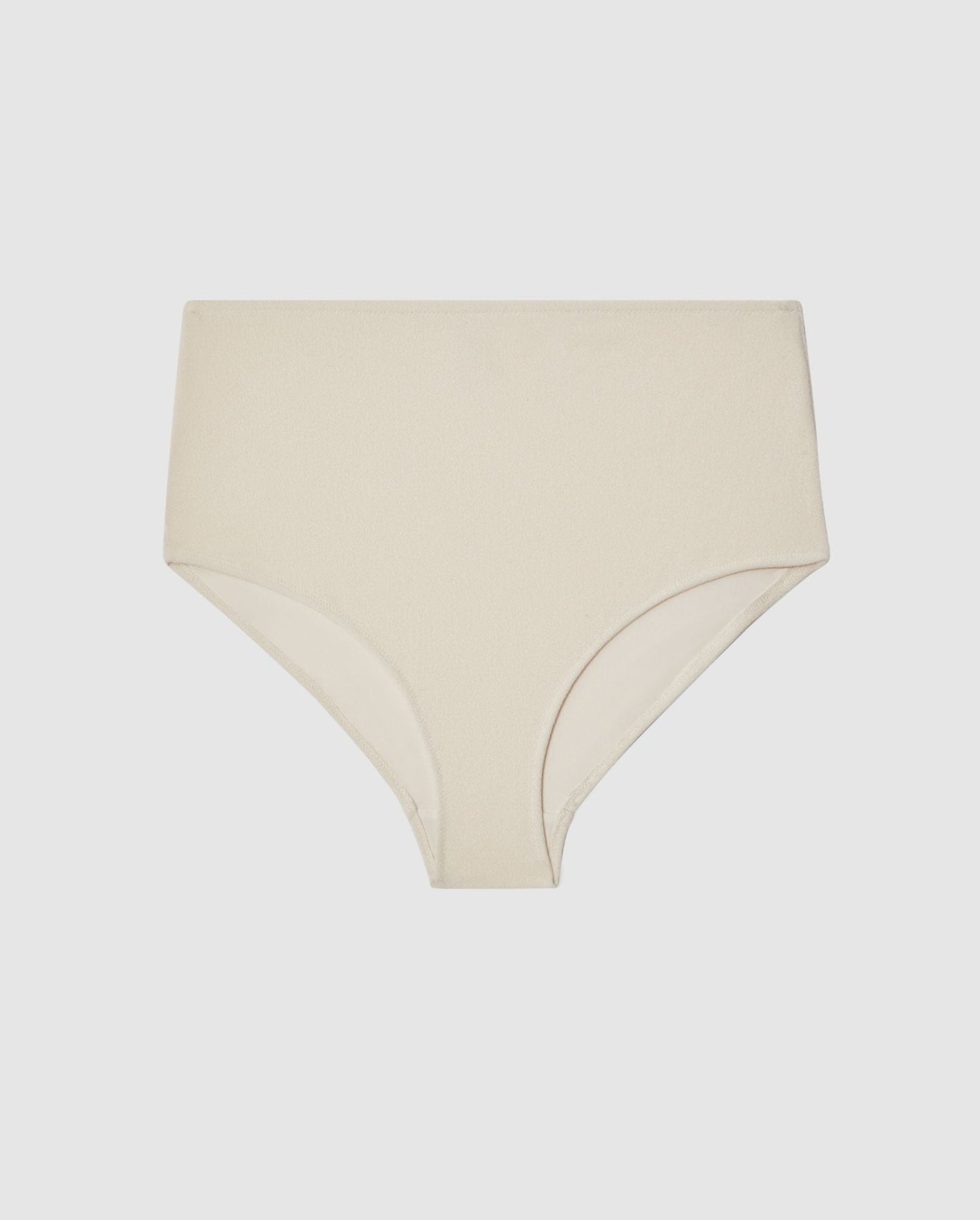 An high-waist bikini bottom in cream white.