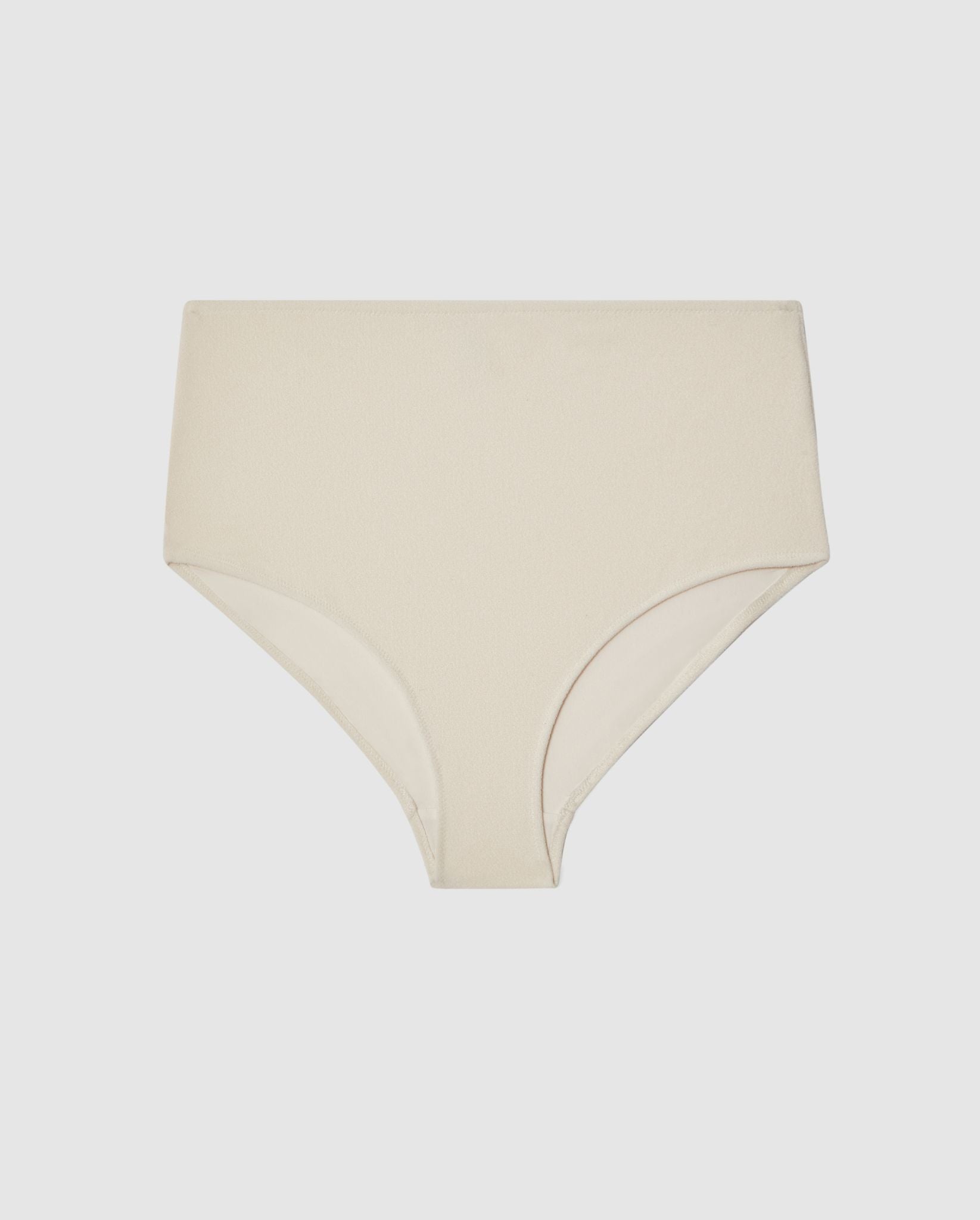 An high-waist bikini bottom in cream white.