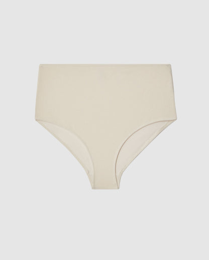 An high-waist bikini bottom in cream white.
