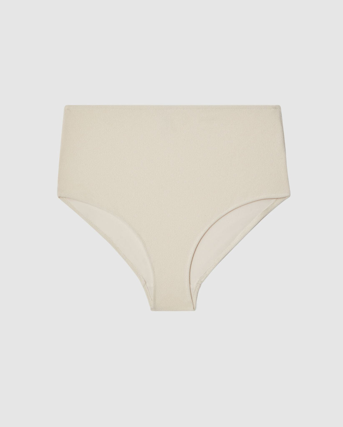 An high-waist bikini bottom in cream white.