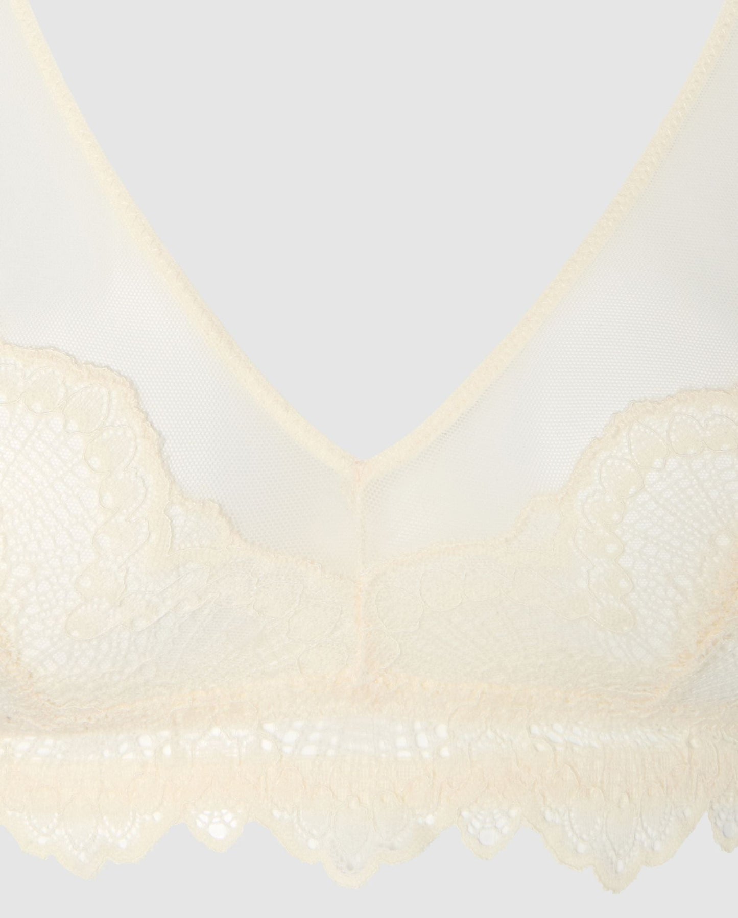 Lace Mesh Triangle Bralette Cream