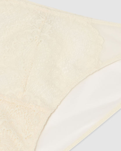 Lace Mesh Bikini Briefs Cream