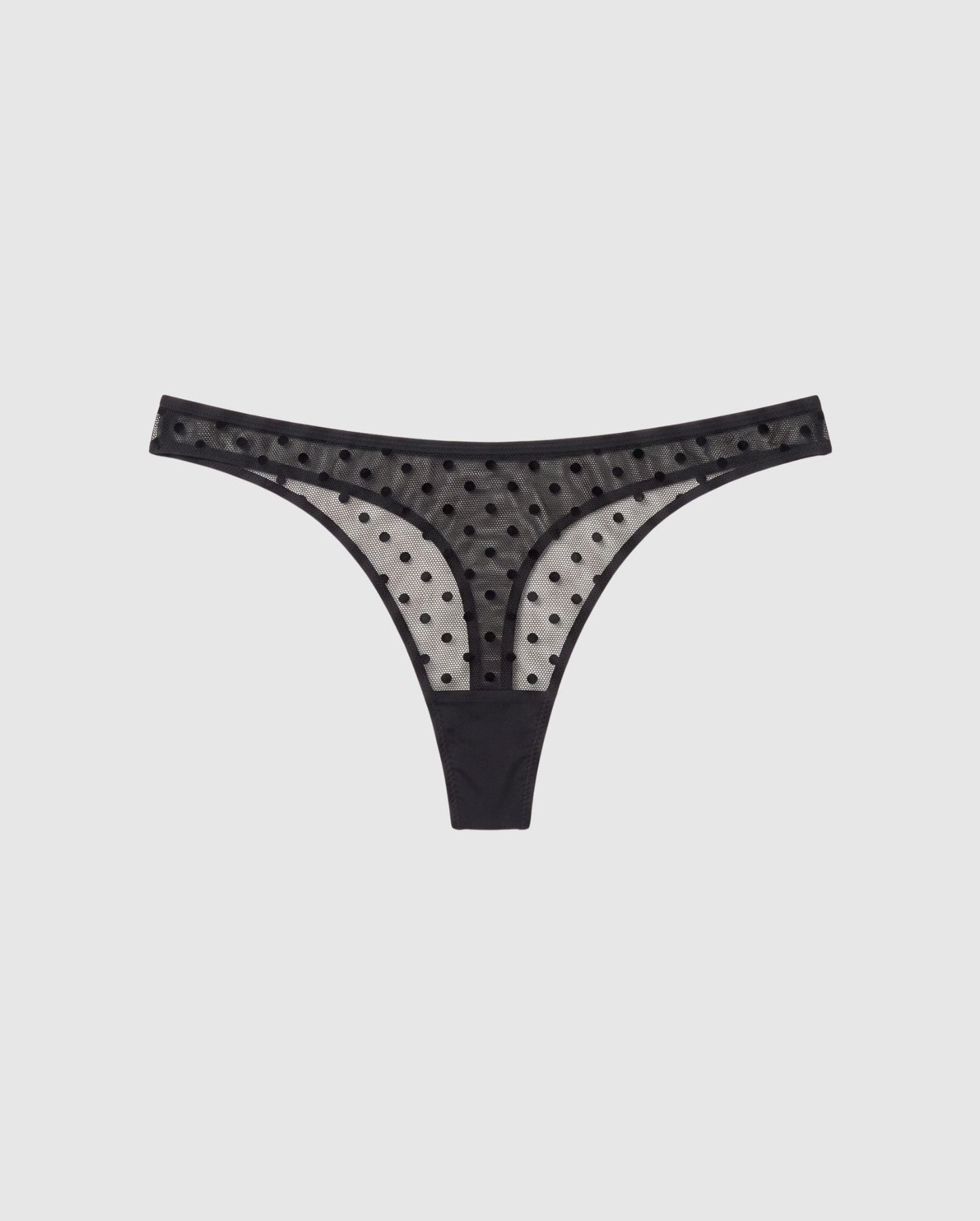 Mesh Dipped Thong Black Dots