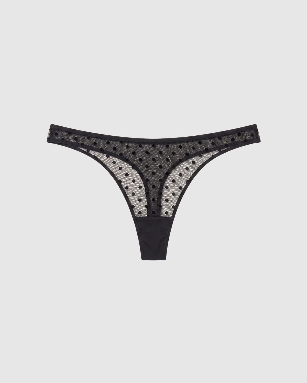 Mesh Dipped Thong Black Dots