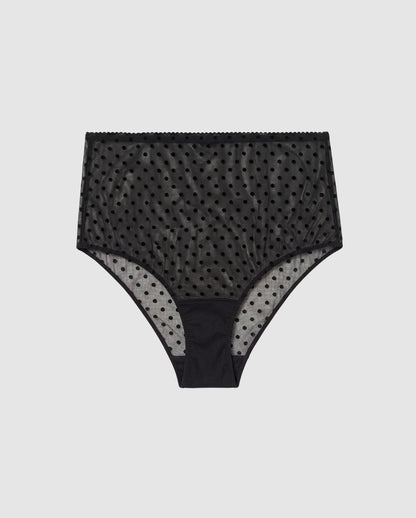 Mesh Highwaist Briefs Black Dots