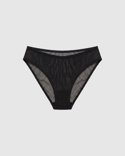 Mesh Dipped Midi Briefs Black